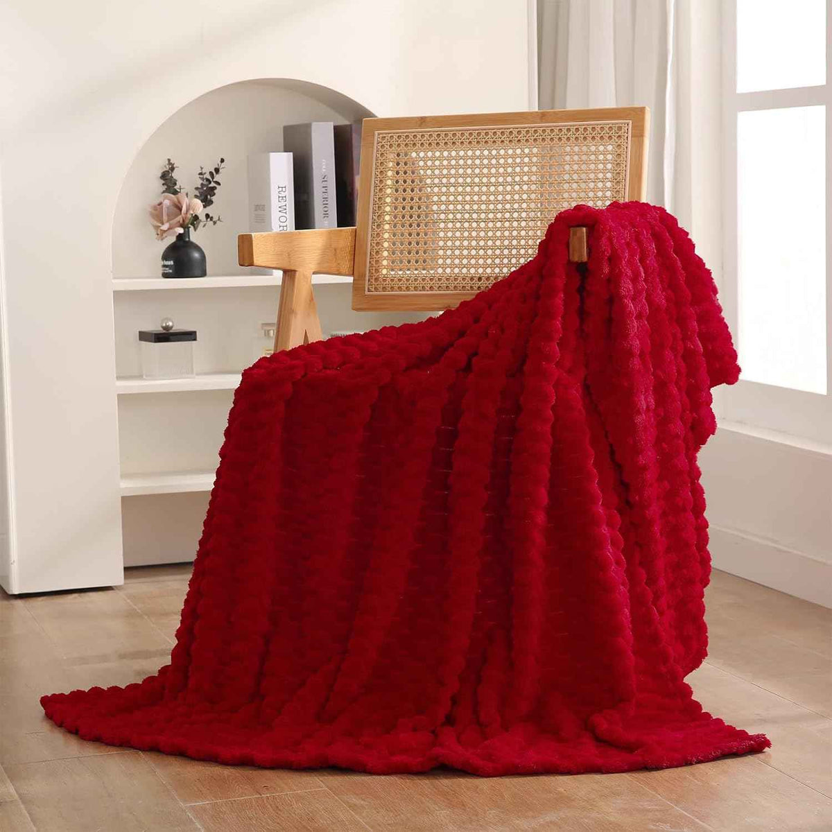 Red Jacquard Fleece Throw Blanket