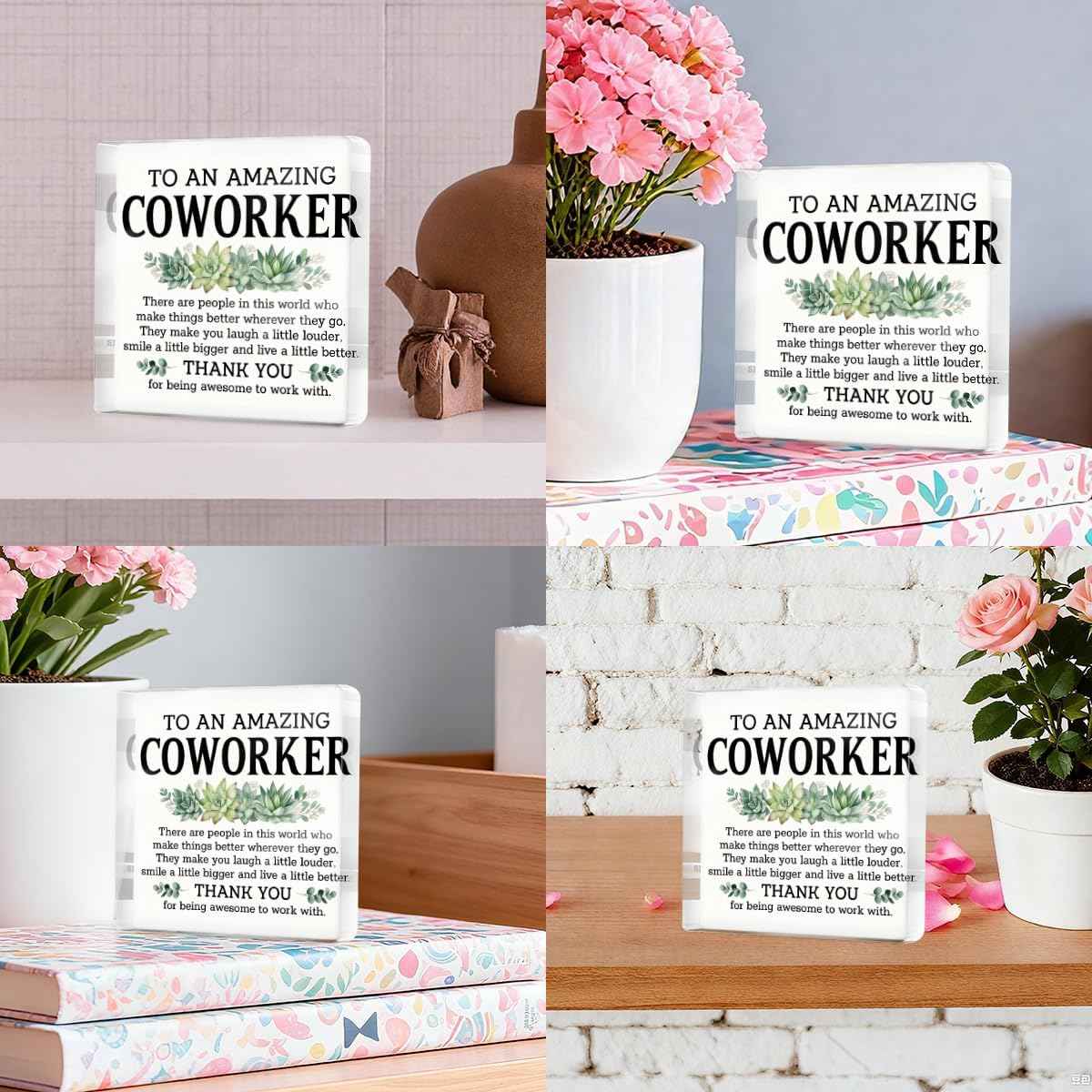 Thank You Gifts for Coworkers, Coworkers Appreciation Gifts for Women Men | To An Amazing Coworker Acrylic Plaque Desk Decorative Signs for Home Office Desktop Shelf Cubicle