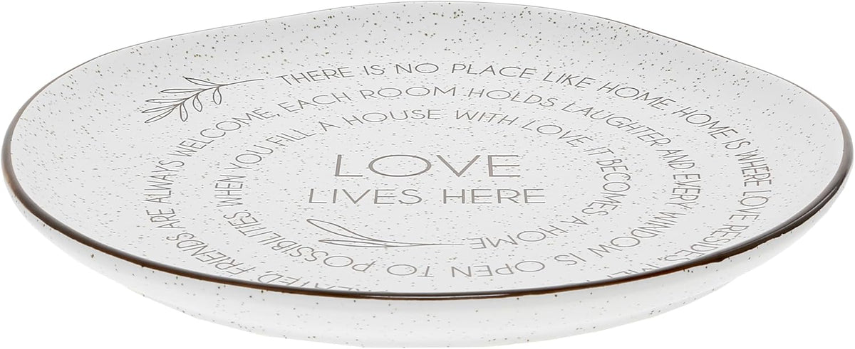 Pavilion Gift Company - Love Lives Here - 10.5" Serving Tray Platter Plate Thanksgiving Fall Serveware Friendship Family Housewarming Apartmentwarming