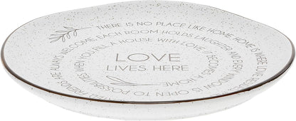 Pavilion Gift Company - Love Lives Here - 10.5" Serving Tray Platter Plate Thanksgiving Fall Serveware Friendship Family Housewarming Apartmentwarming
