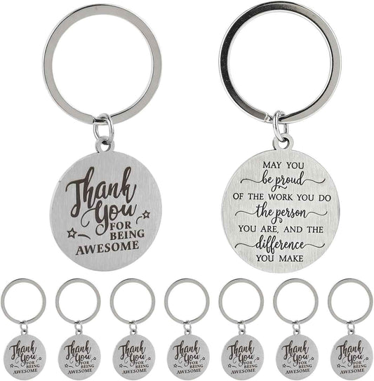 8 Pcs Employee Appreciation Gifts Keychains Bulk Thank You Gifts for Women Men with Organza Bags for Teachers Staff Volunteer Coach Colleagues Inspiration