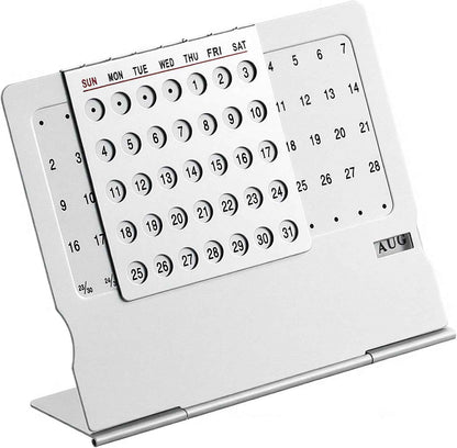 Li&Zhao Mini Desktop Perpetual Calendar - Durable Stainless Steel Portable Desk Organizer Elegant Perpetual Desk Calendar for Home, Office, Modern Perpetual Calendar Desk Accessory Adjustable Design