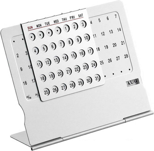 Li&Zhao Mini Desktop Perpetual Calendar - Durable Stainless Steel Portable Desk Organizer Elegant Perpetual Desk Calendar for Home, Office, Modern Perpetual Calendar Desk Accessory Adjustable Design