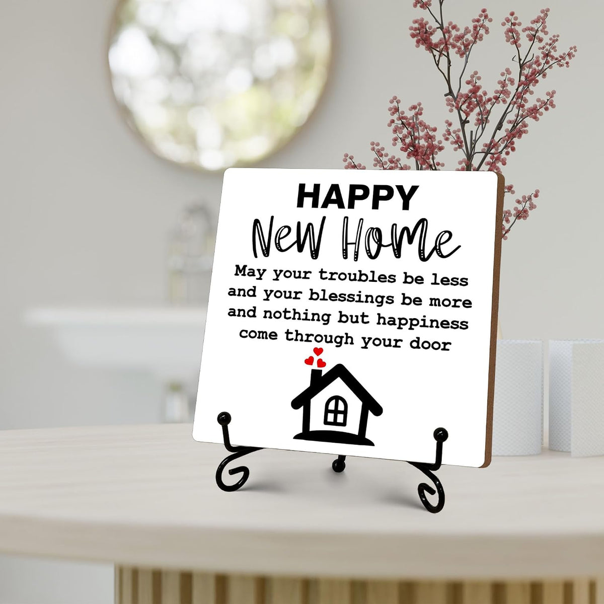 Housewarming Gifts, New Home New Adventure Memories Welcome Home Decorations, Best Gift Ideas for Family Couple, 5 x 5 Inches Living Room Bedroom Kitchen Bathroom Decor-071