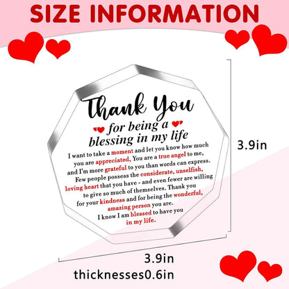 Thank You Gifts for Men Acrylic Plaque Home Office Decor | Appreciation Gift for Women Friends Coworkers Mentor Family Friend Present Ideal for Christmas Thanksgiving Day Birthday