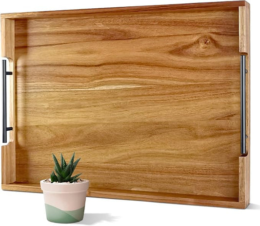 Large Acacia Wood Serving Tray - Field & Blessing