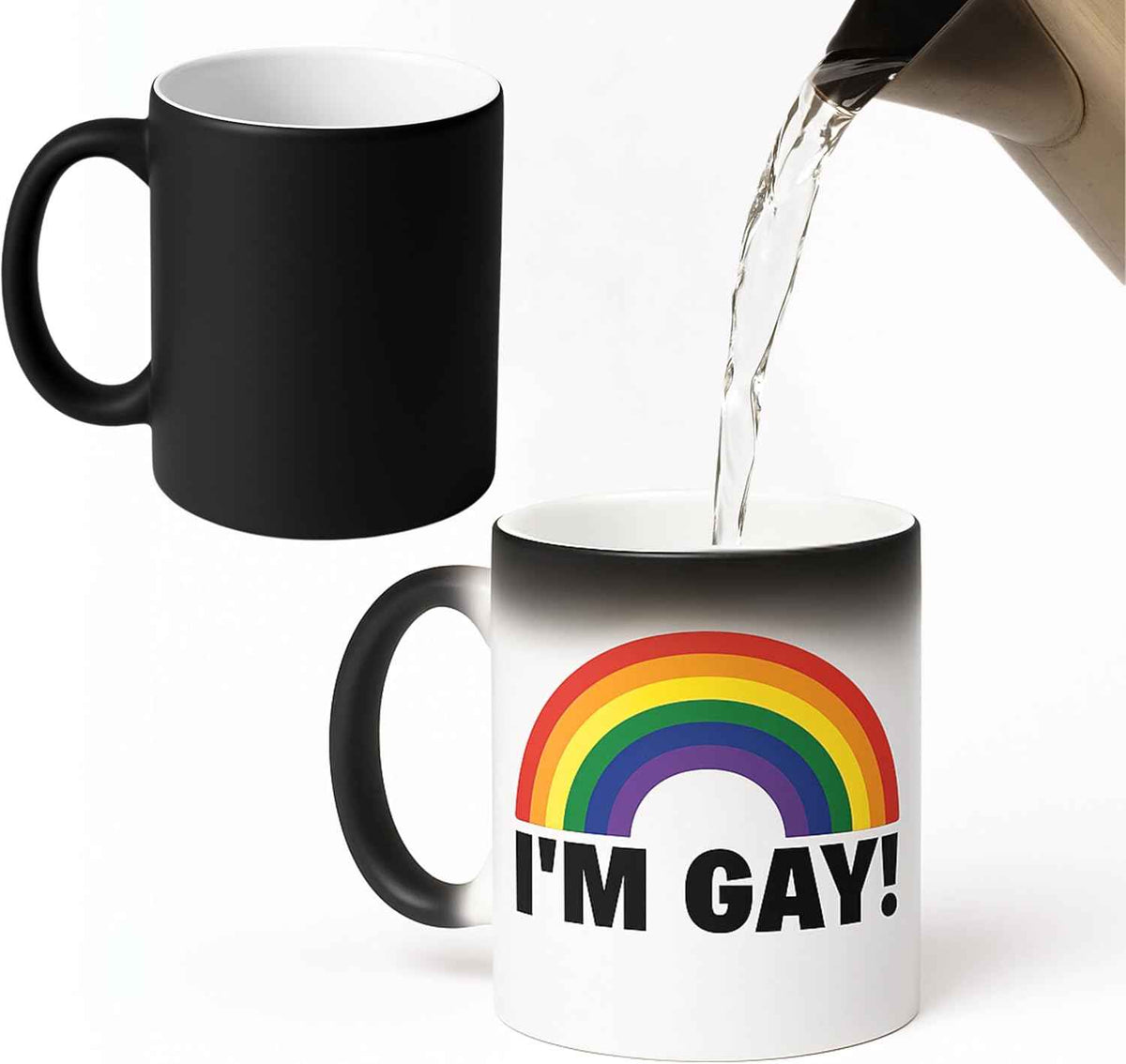 Turtle Straws I'm Gay Rainbow Heat Change Coffee Mug – Funny Gag Gifts for Men, Prank Gift for Him, Brother, Coworker, Best Friend – Novelty Birthday Gift, Secret Santa, White Elephant