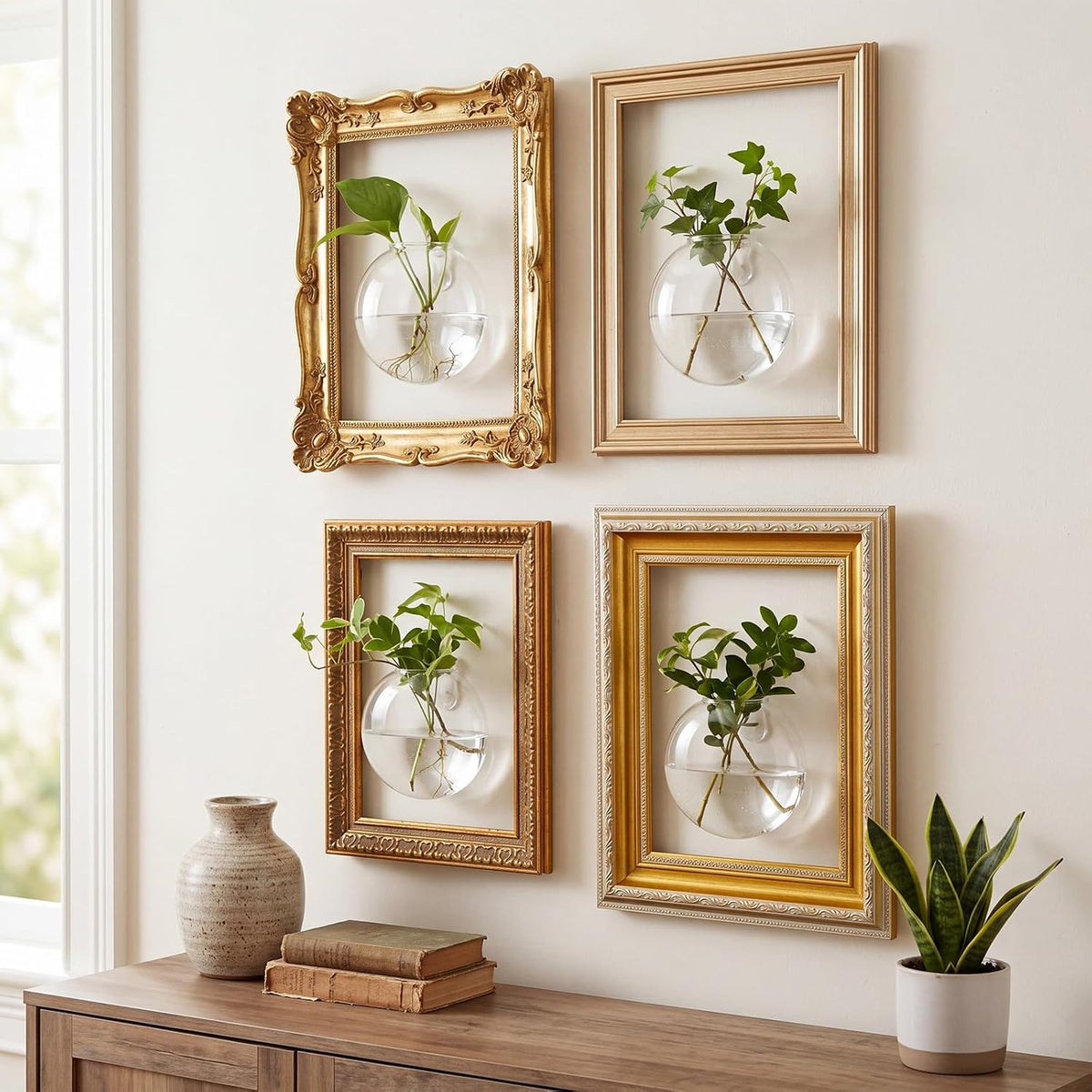 Vintage Frame Wall Propagation Vase Set, 4 Piece