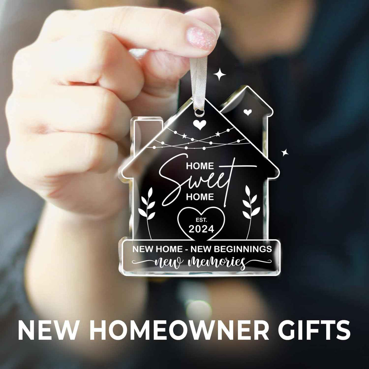 NewEleven House Warming Gifts - New Home Ornament 2024, Welcome Home Gifts - Glass Ornament