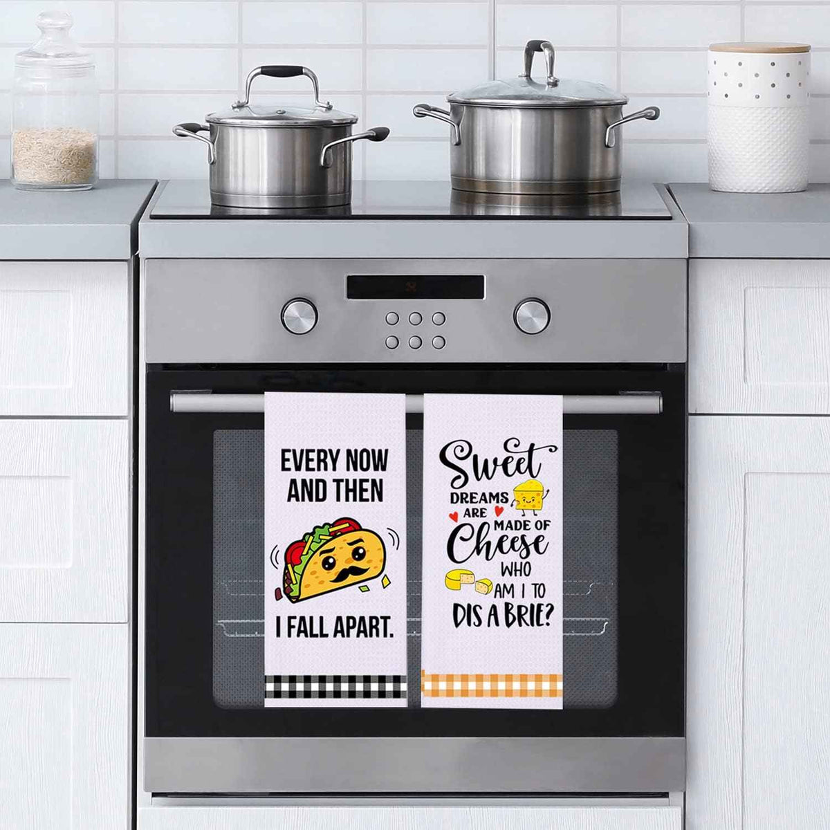 LXOMILL Funny Kitchen Towels, Cute Dish Towels, Housewarming Gifts for Women, Set of 4