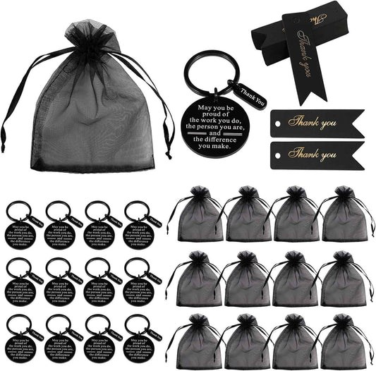 36 Pcs Employee Appreciation Gifts Bulk Thank You Keychains for Coworkers Teams Volunteers Appreciation Keychain Organza Bags