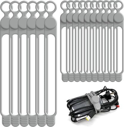 Silicone Cable Ties, Cord Organizer Cable Management,2Sizes-Grey
