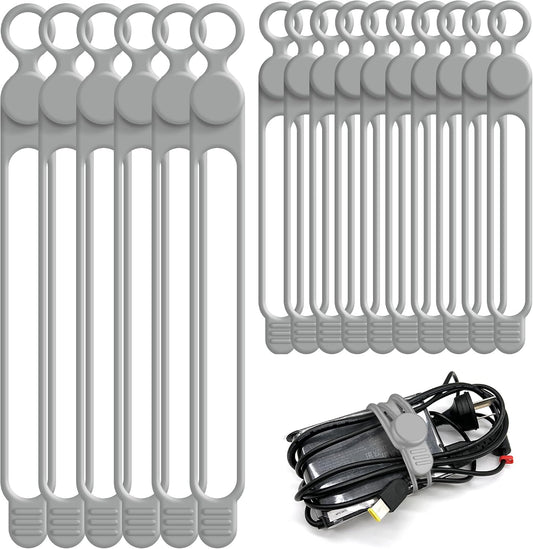 Silicone Cable Ties, Cord Organizer Cable Management,2Sizes-Grey