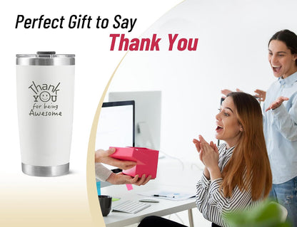 DLOCCOLD Thank You for Being Awesome Tumbler - Valentine's Day Gift, Appreciation for Employees, Coworkers, Teachers, Friends - Administrative Day Gift - White