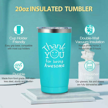 Suhctuptx Thank You Gifts for Women, Employee Appreciation Gifts, Appreciation Gift for Coworkers Teachers Employees, Gratitude Basket with Canvas Tote Bag Thank You for Being Awesome Tumbler