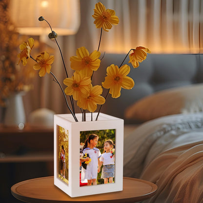 Four-Photo Cube Vase & Desk Centerpiece