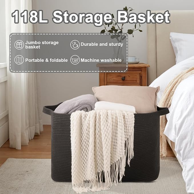 Extra-Large Woven Blanket Basket - Field & Blessing