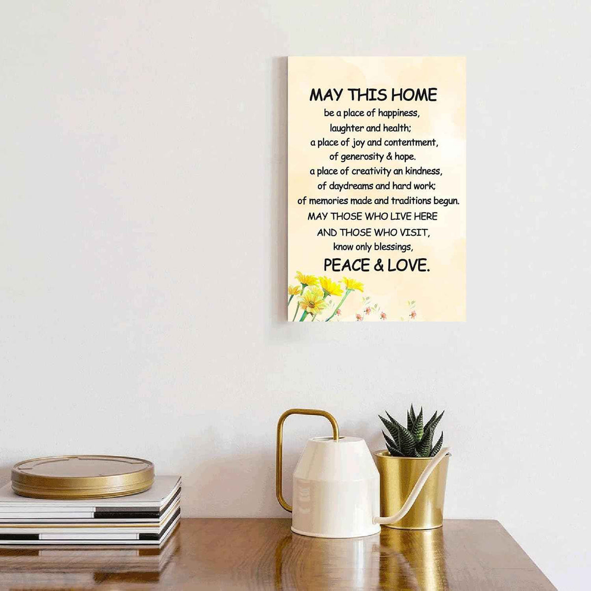 New Home Blessing Canvas Print Quote Painting for Happiness Wall Decor - Framed 8 * 12 inch