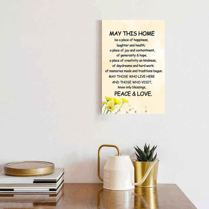 New Home Blessing Canvas Print Quote Painting for Happiness Wall Decor - Framed 8 * 12 inch