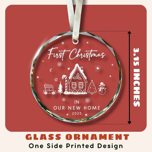 TUMSHANIP New Home Ornament 2025 - First Home Christmas Ornament 2025 - House Warming Gifts New Home - Housewarming Gift Presents for Women, Couple - New House Owners Gift Ideas - Glass Ornament
