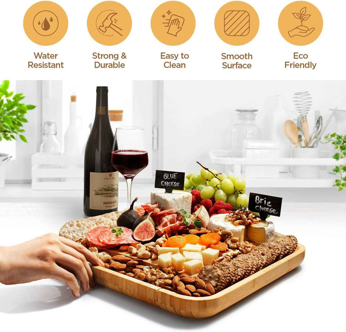 Charcuterie Board and Bread Slicer Set Bundle - Perfect for Entertaining and Baking