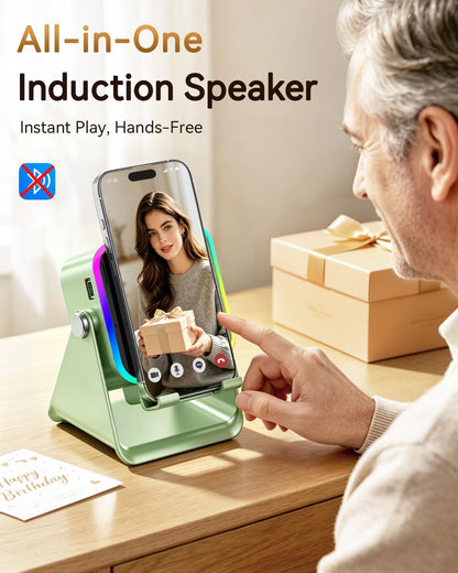 Gifts for Men Tech Gadgets Wireless Induction Speaker with Phone Stand