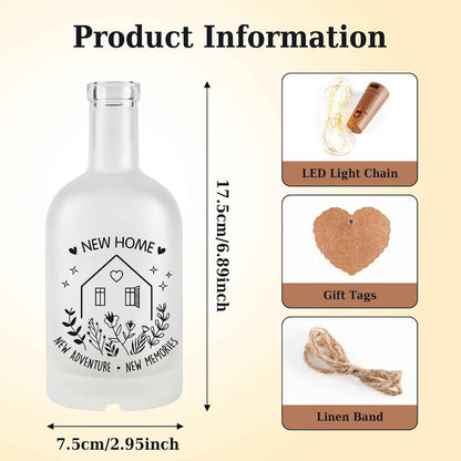 Vetbuosa Housewarming Gifts New Home - New Home Decor for Apartment, Unique Closing Gifts for New Homeowners, Glass Bottle Night Light with Warm LED, Funny First Home Gift Ideas for Women Men Friends