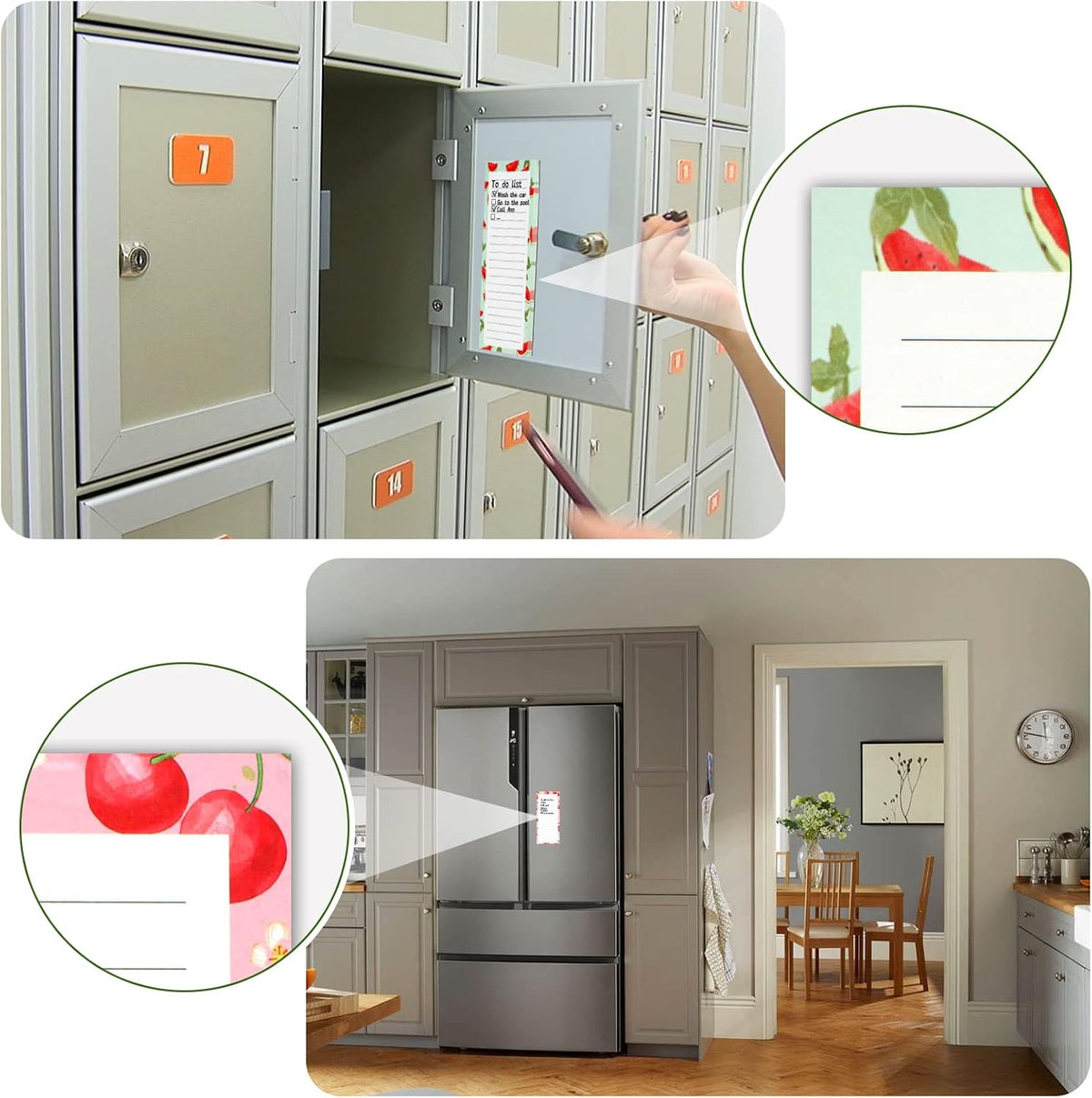 Joyberg 4 Pack Magnetic Notepads for Refrigerator, Grocery List Magnet Pad for Fridge, Fruit Design Magnetic Grocery List Pad for Fridge, Full Magnet Back Shopping Lists, 50 Sheets Per Note Pads