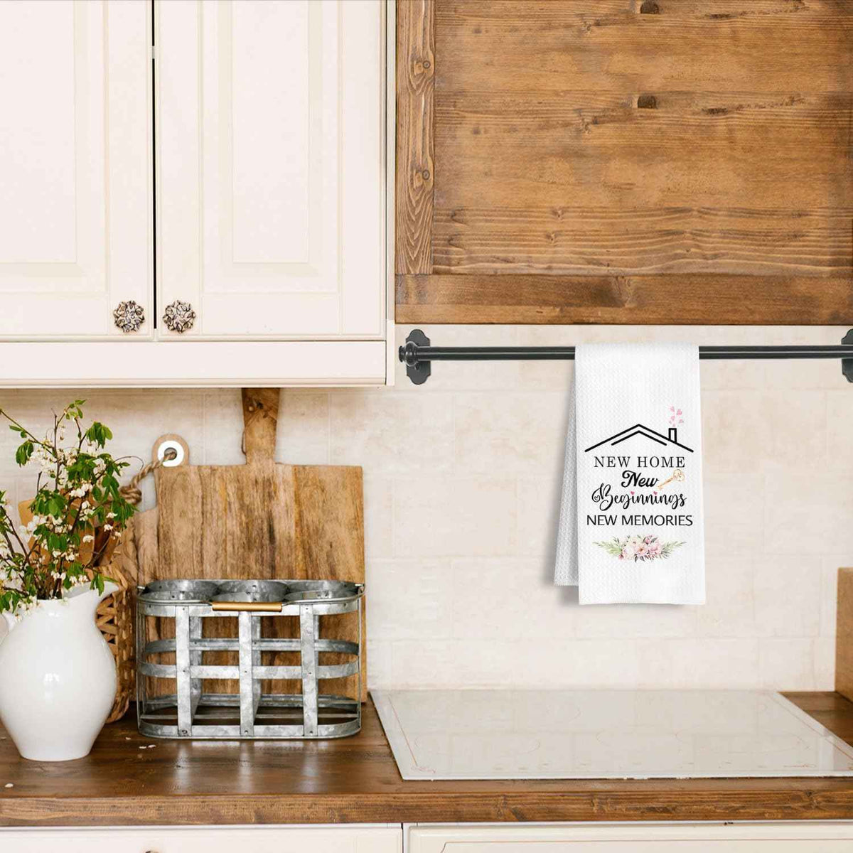 House Warming Gifts Kitchen Towels, Housewarming Gifts New Home Dish Tea Towels, New Home Beginnings Memories Decorative Hand Towel for Bathroom Kitchen, 16x24 Inch