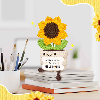 AceThrills A Little Sunshine for Your New Home, House Warming Gifts New Home Apartment, New Home Gift Idea for Women Men Friends Homeowner - Mini Handmade Emotional Positive Sunflower Desk Decor