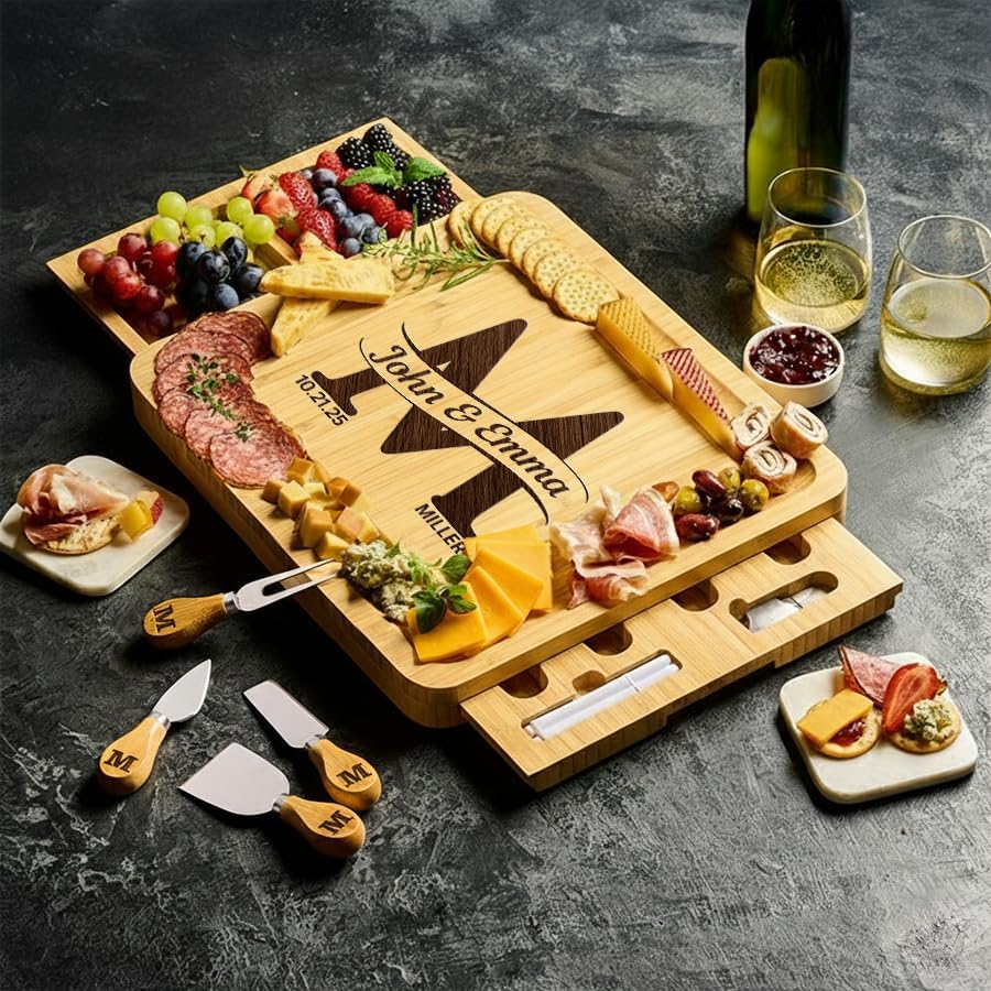 Personalized Charcuterie Boards Gift Set, Custom Engraved for Wedding