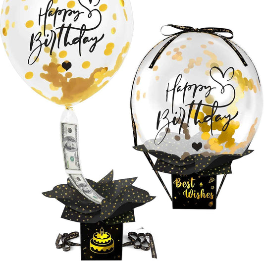 UQM Birthday Money Box for Cash Gift Pull, Funny Pull Money Balloon Box | Happy Birthday Surprise Set, Birthday Gifts for Women Men Best Friend Girlfriend Wife Sister