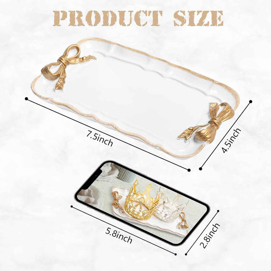 Bow Jewelry Tray in White