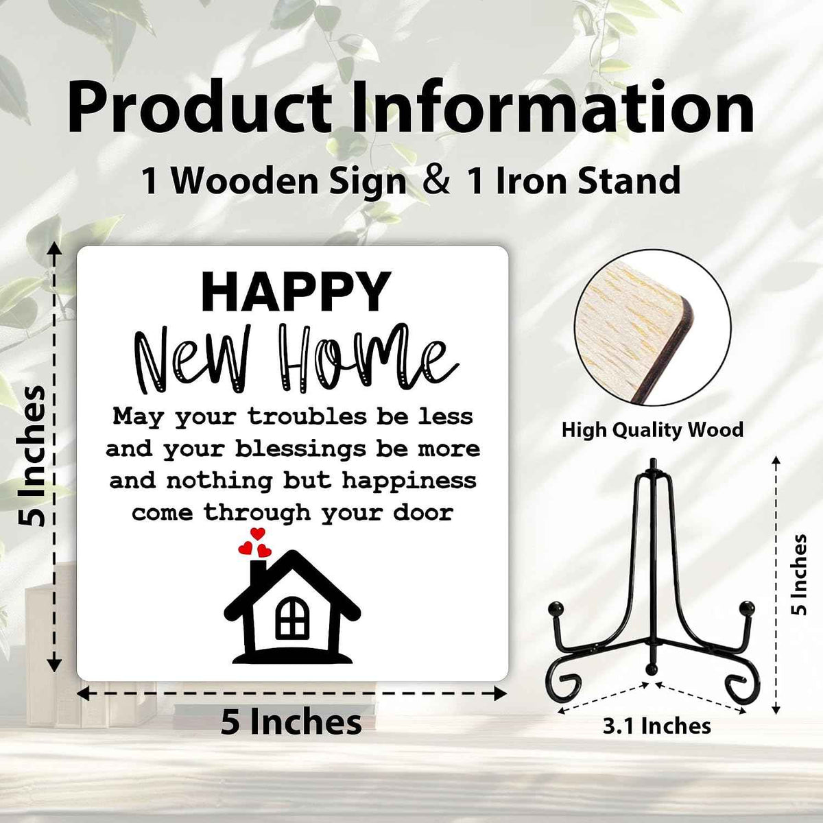 Housewarming Gifts, New Home New Adventure Memories Welcome Home Decorations, Best Gift Ideas for Family Couple, 5 x 5 Inches Living Room Bedroom Kitchen Bathroom Decor-071