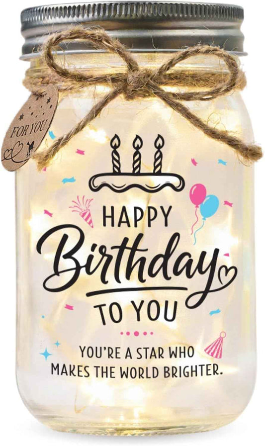 Solmay Birthday Gifts for Women, Mason Jar Night Light | Sentimental friendship keepsake & cute celebration decor for a best friend, daughter, sister or mom; a present for her