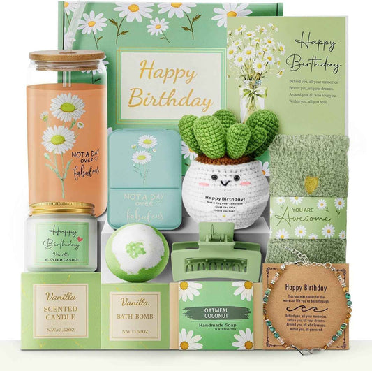 Birthday Gifts For Women 11PCS Womens Birthday Gifts Birthday Box Basket | Sage Green Birthday Box for Woman,Gifts for Women Birthday Gifts for Mom,Daughter,Aunt,Best Friend,Coworker Birthday Basket