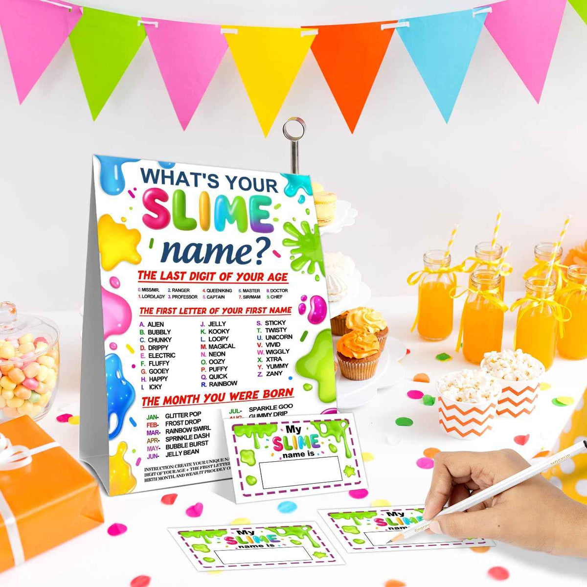 Birthday Party Activity Card Set, Fun Theme Party Decor with Name Sign and Decorative Stickers, Guest Interaction Table Decor for Adult Birthday Celebrations
