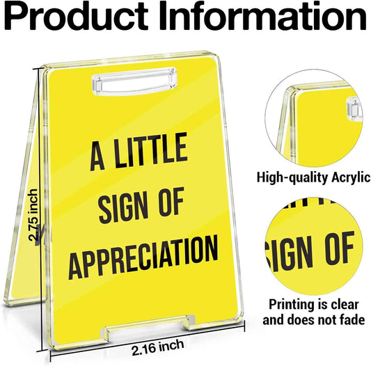 4 Pcs Appreciation Gifts for Employee Coworker Team | Thank You Gifts for Women Men Friends, Bulk a Little Sign of Appreciation Home Office Desk Acrylic Sign Decor