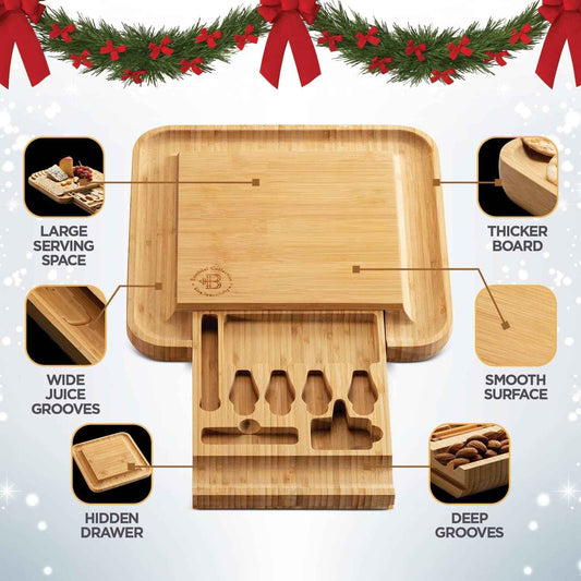 Charcuterie Boards Gift Set, Bamboo Cheese Board with Serving Accessories | House Warming Gifts New Home, Birthday Gifts for Women, Gifts for Men and Mom, Wedding, Bridal Shower, Anniversary Present