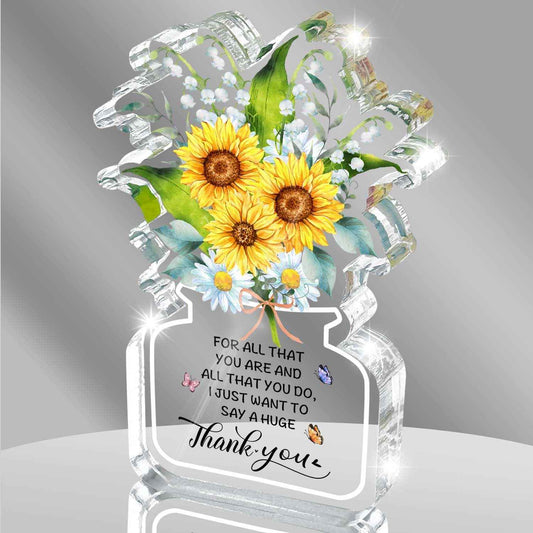 Thank You Gifts for Women Men, Sunflower Gifts, Teacher Appreciation Gifts, Thanksgiving Day gifts, Leaving Gift, Motivational Quote Clear Desk Sign Decor Home Office Desk Decor