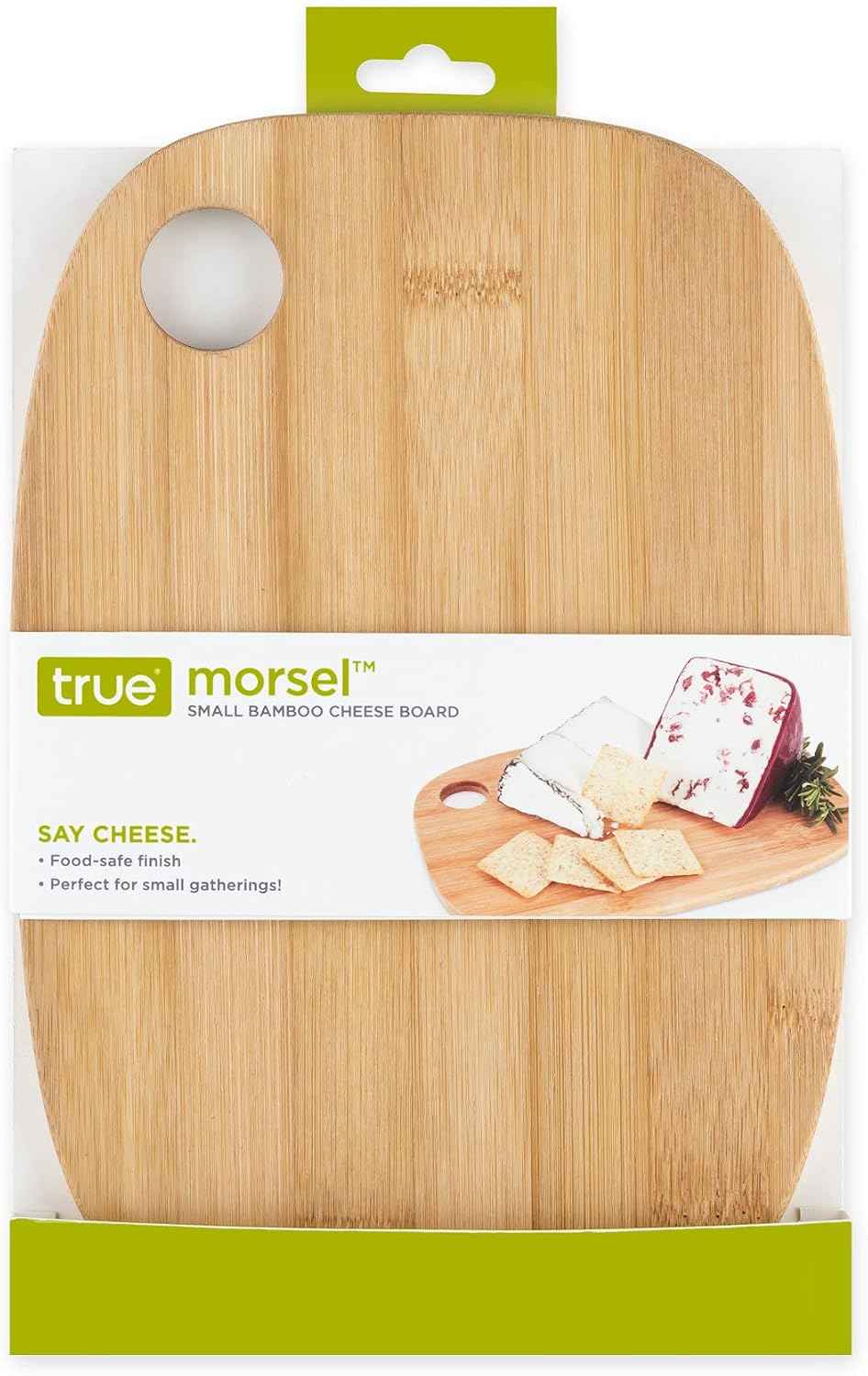 True Morsel Small Bamboo Cheese Board, Mini Charcuterie Board for Fruits, Crackers, Meats & Appetizers, Stylish Cheese Tray for Wine Night, Housewarming Gifts, Hostess Gifts, 8.75" x 6"