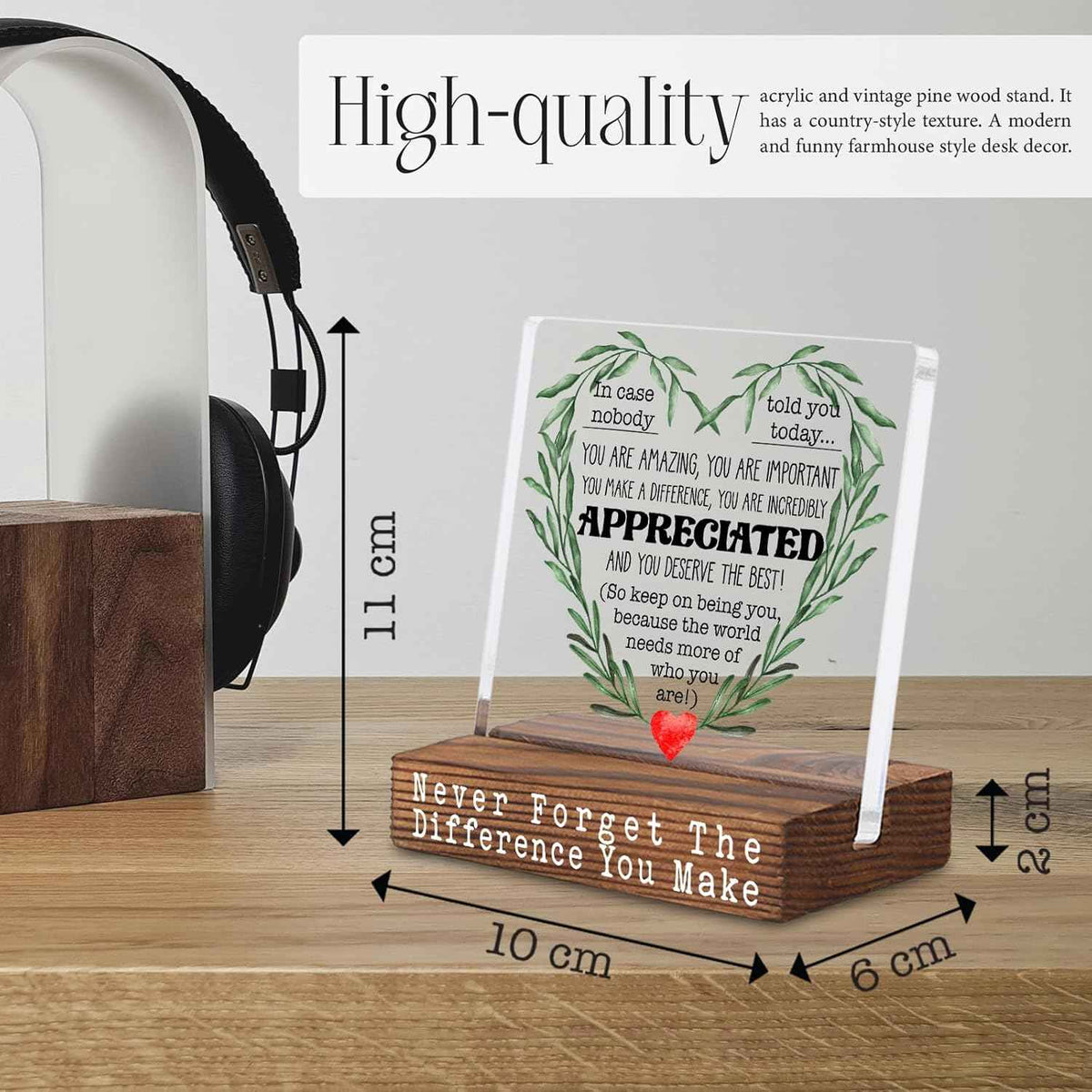 Thank You Appreciation Gifts for Coworker, Employee, Women, Men, Friends, You Are Appreciated Gifts, Leaving Going Away Encouragement Quote for Office Desk Decorative Signs Plaques VBD16