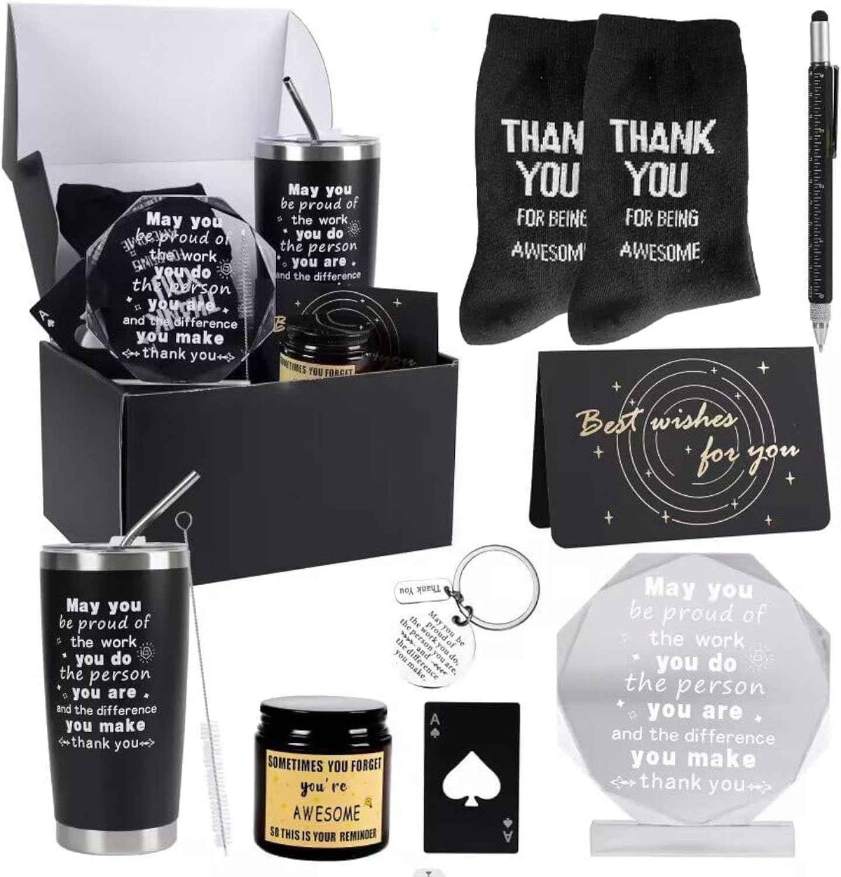 Kolewo4ever 9 Pieces Employee Appreciation Gifts for Men Christmas Gifts Thank You Gift May you Be Proud Gift for Team Coworkers Farewell Male Friend