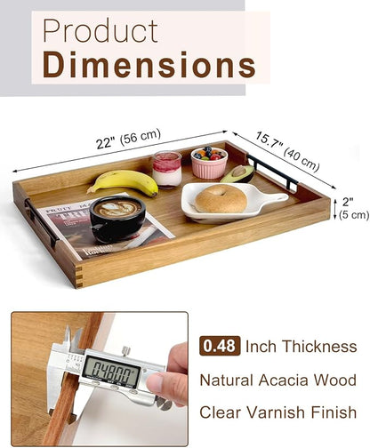 Large Acacia Wood Serving Tray - Field & Blessing
