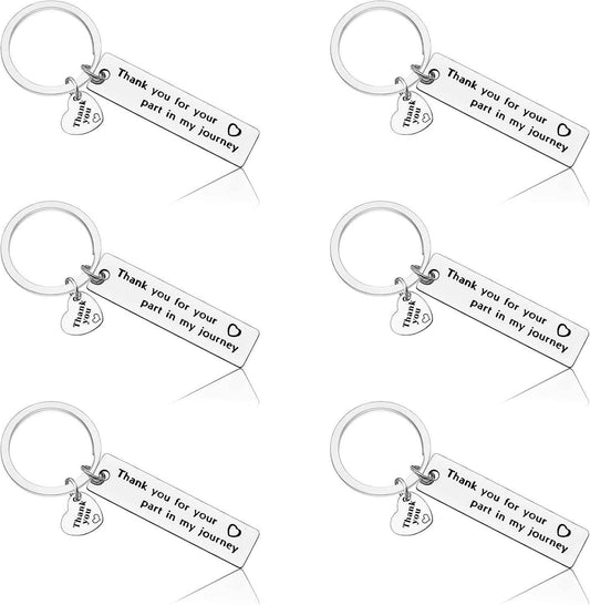 Vadaka 6Pcs Thank You Keychain Employee Appreciation Gifts Appreciation Keychain Retirement Gift for Coworker Employee Teacher Social Worker Gift Coworker Leaving Present for Women Men