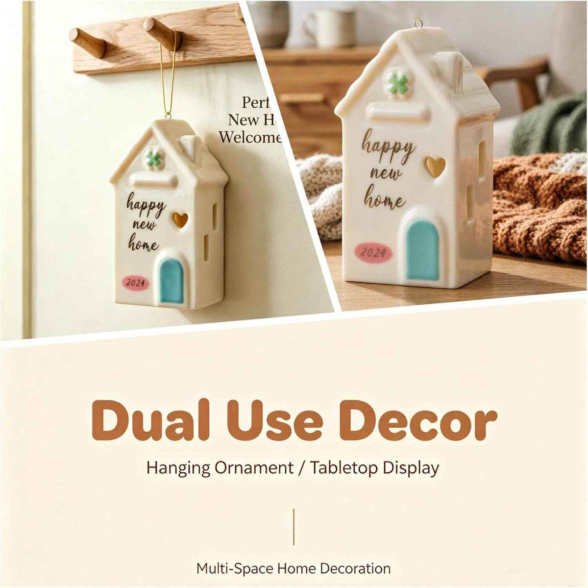 Home Sweet Home Keepsake – Housewarming Gift for Couples, Ceramic House Decor, First House Gift Idea, New Home Ornament