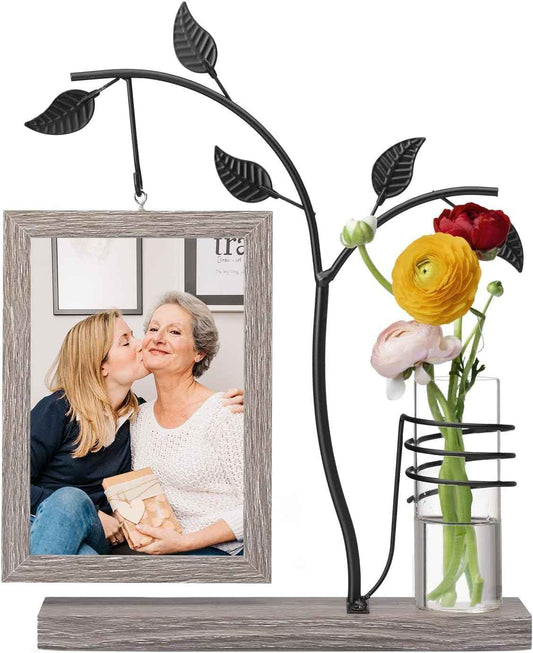 Rustic Floating Photo Frame & Glass Vase