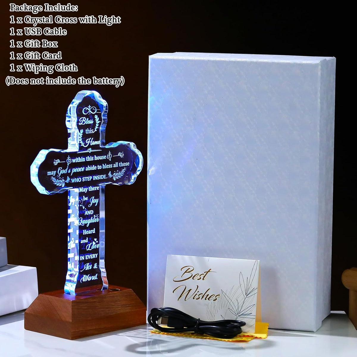 Ornalrist House Warming Gifts New Home for Women Men Glass Stand Cross | Housewarming Religious Blessing Keepsake for Him Her, New Home Gifts Ideas for New Homeowner, House Warming Present Decor