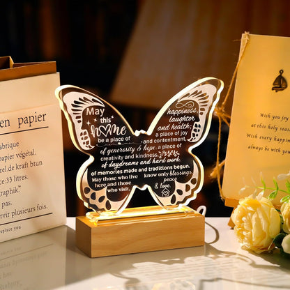 House Warming Gifts for New Home, Crystal Butterfly Plaque Night Light | House Warming Gifts for Couple, Women, Men, House Warming Gifts New Apartment, Housewarming Gifts New Home, New Home Decor