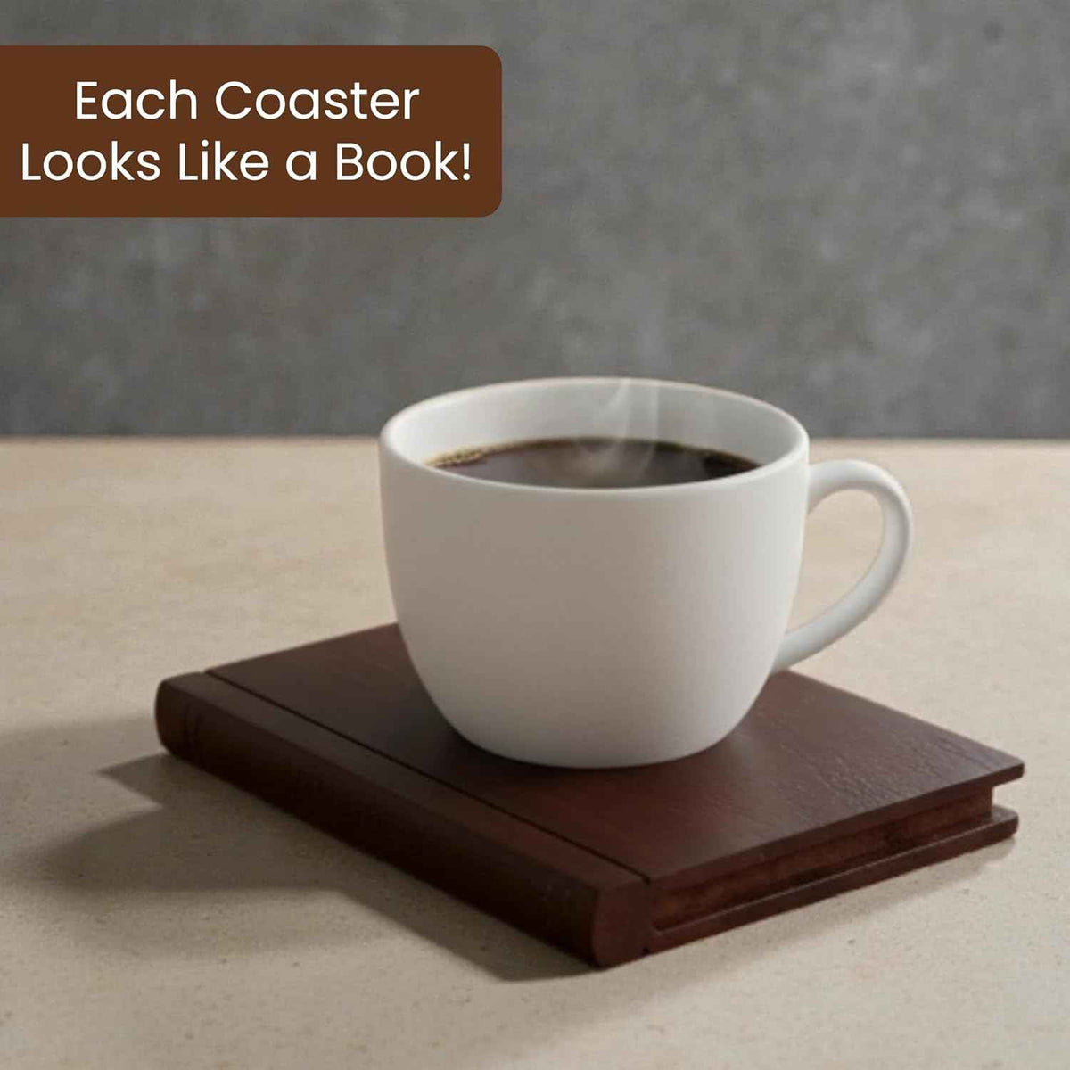 Acacia Book-Style Coaster Library, Set of 5